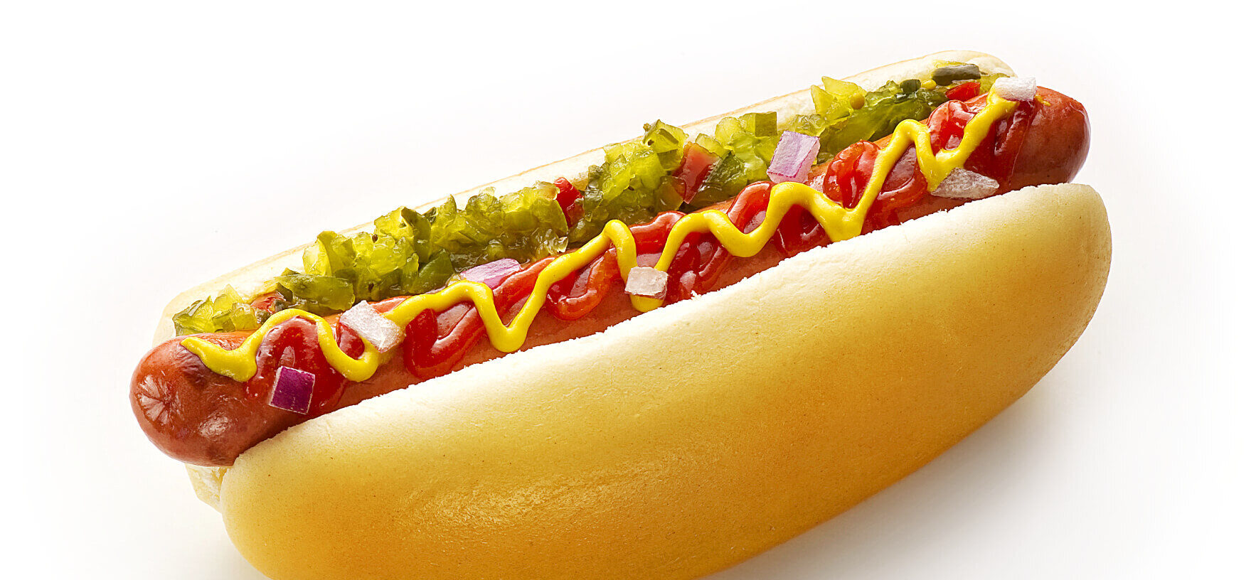 Hot dog on white bun